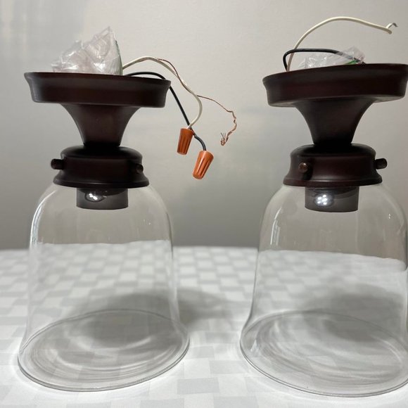 Set of 2 Semi Flush Mount with Bell Shaped Clear Glass Shades - Picture 5 of 5